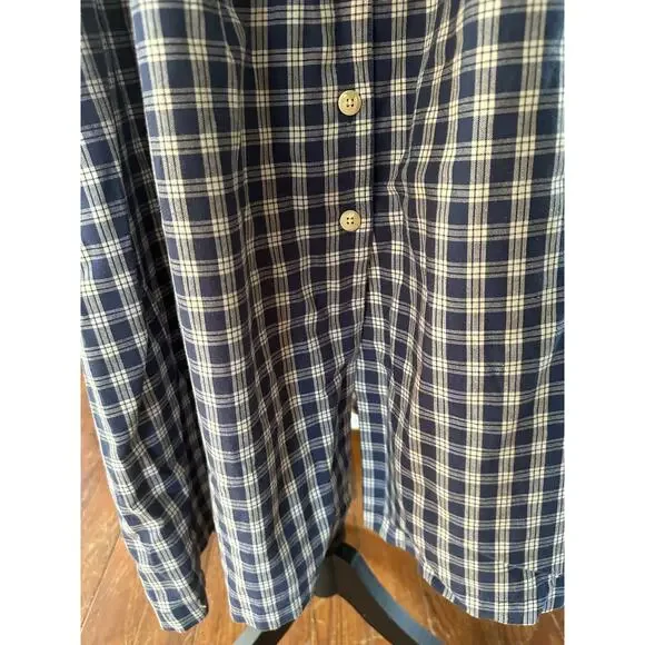 vintage L.L. Bean 100% Cotton Blue Plaid Button Front Cottagecore Dress Petite - Picture 9 of 15